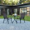 Flash Furniture 3PC Patio Set-23.75RD Glass Table, 2 Black Chairs TLH-0701303C-GG